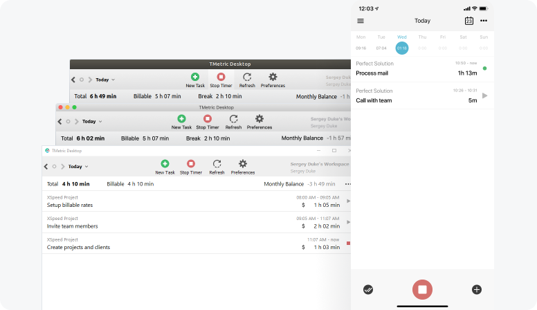 Billable time tracking App for independent contractors